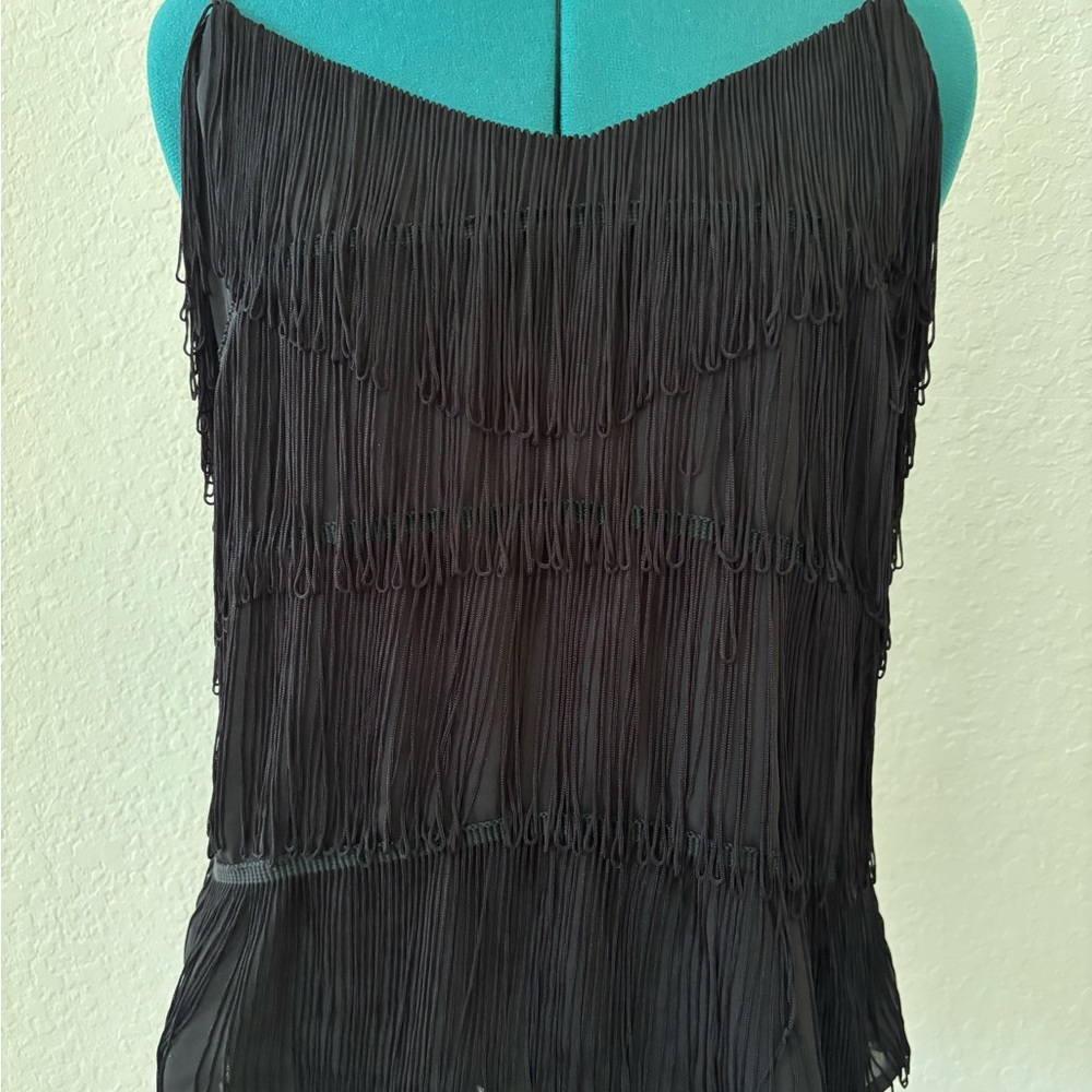 VENUS Black Fringe Detail Top